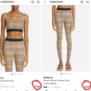 Burberry Women's Beige and Black Check Leggings